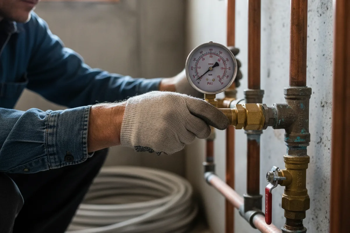 Pressure testing a repaired line during Water Line Repair in Cicero